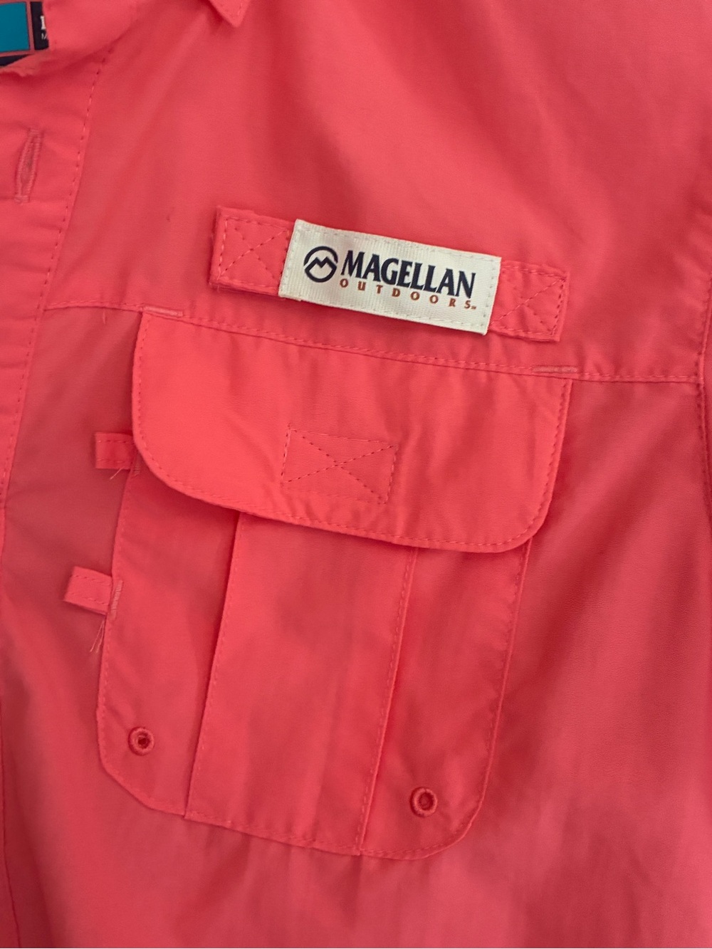Magellan Coral Gorpcore Hiking Short-Sleeve Button Fishing Gear Shirt Size L - Picture 5 of 8
